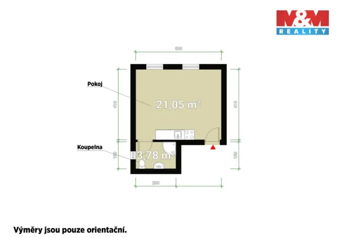Pronájem bytu 1+kk, Plzeň - Malesice, Mlýnská, 25 m2