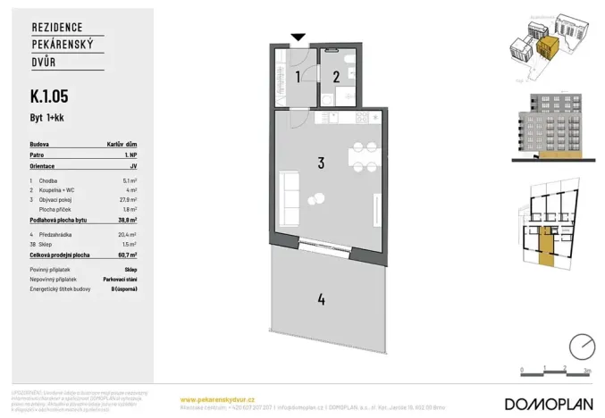 Prodej bytu 1+kk, Brno, Bratislavská, 38 m2