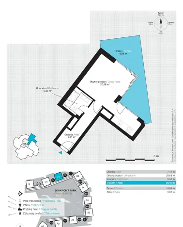 Pronájem bytu 1+kk, Praha - Žižkov, Malešická, 38 m2