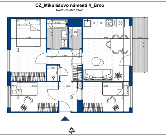 Prodej bytu 4+kk, Brno, Mikuláškovo náměstí, 65 m2