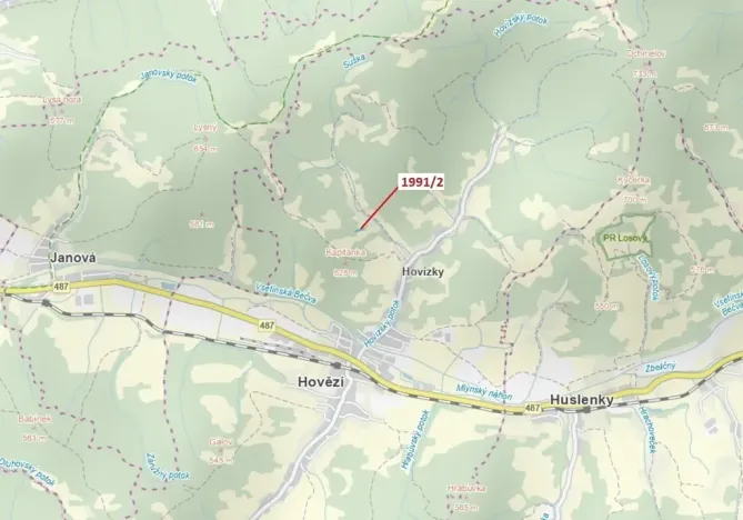 Dražba lesa, Hovězí, 933 m2