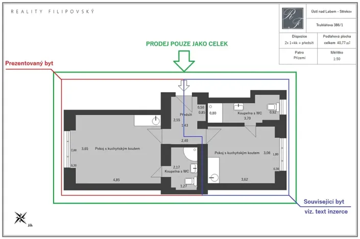 Prodej bytu 1+kk, Ústí nad Labem, Truhlářova, 24 m2