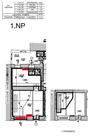 Pronájem obchodního prostoru, Brno, Dvořákova, 72 m2