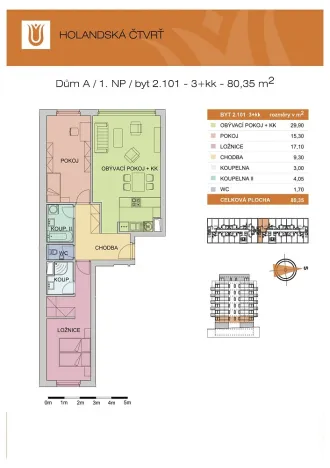 Prodej bytu 3+kk, Olomouc - Řepčín, Edvarda Beneše, 78 m2