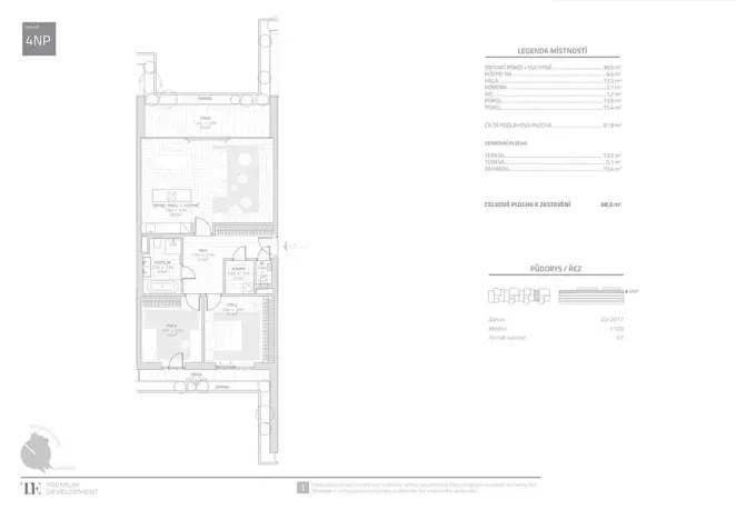 Pronájem bytu 3+kk, Praha - Košíře, Na pomezí, 92 m2