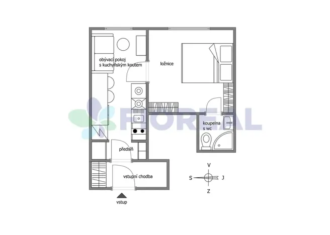 Pronájem bytu 2+kk, Rokycany, Havlíčkova, 32 m2