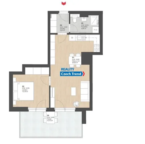 Pronájem bytu 2+kk, Hranice, Pod Nemocnicí, 50 m2