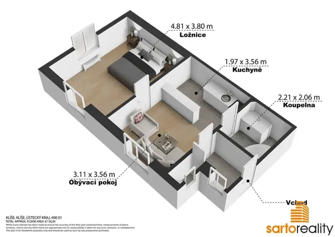 Prodej bytu 1+1, Ústí nad Labem, Na Popluží, 45 m2