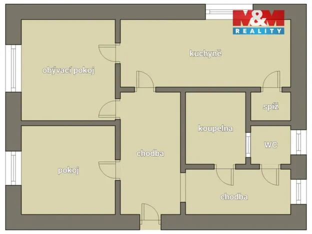 Prodej bytu 2+1, Pacov, Nádražní, 58 m2