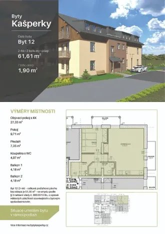 Prodej bytu 2+kk, Kašperské Hory, Česká, 53 m2
