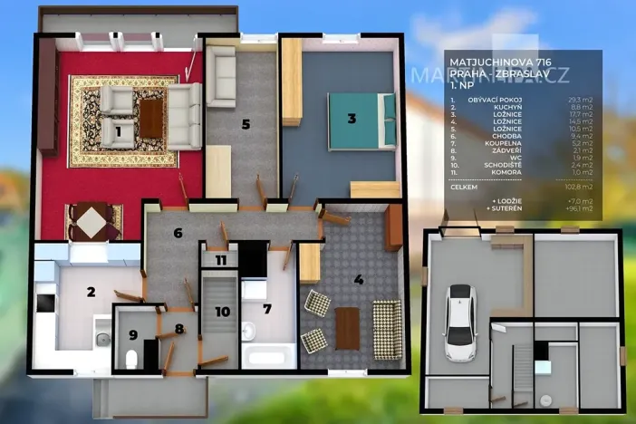Prodej rodinného domu, Praha - Zbraslav, Matjuchinova, 102 m2