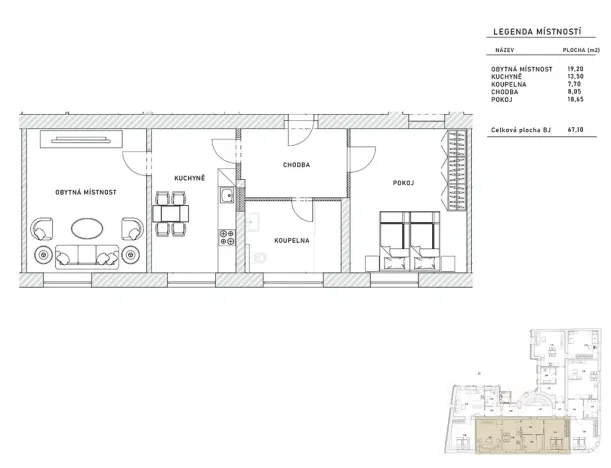 Pronájem bytu 2+1, Děčín, Plzeňská, 67 m2