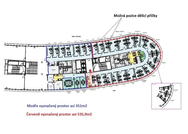 Pronájem kanceláře, Praha - Nusle, Pikrtova, 536 m2