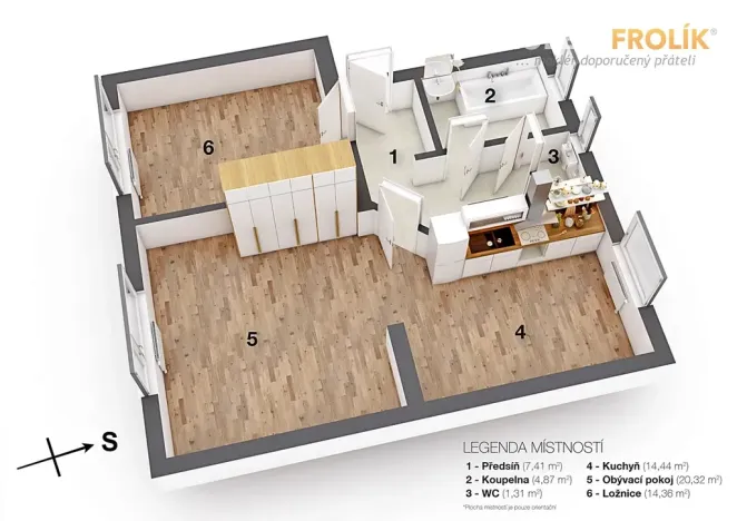 Pronájem bytu 2+1, Praha - Čakovice, U Párníků, 61 m2