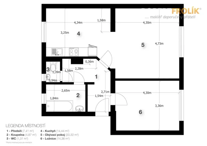 Pronájem bytu 2+1, Praha - Čakovice, U Párníků, 61 m2