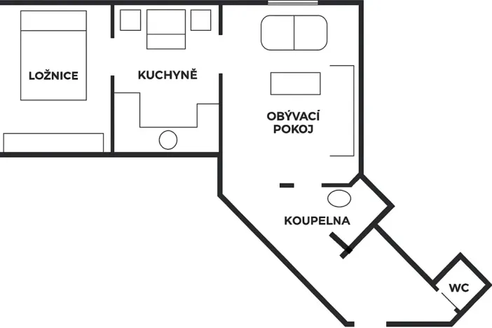 Pronájem bytu 2+1, Praha - Nusle, Oldřichova, 40 m2