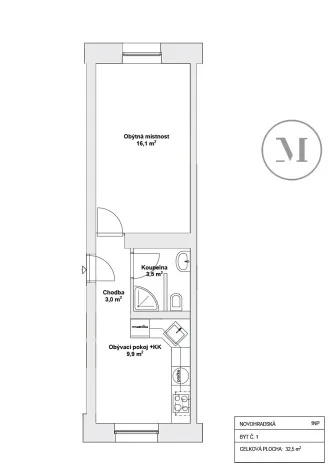 Pronájem bytu 2+kk, České Budějovice, Novohradská, 50 m2