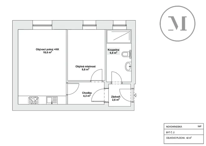 Pronájem bytu 2+kk, České Budějovice, Novohradská, 50 m2
