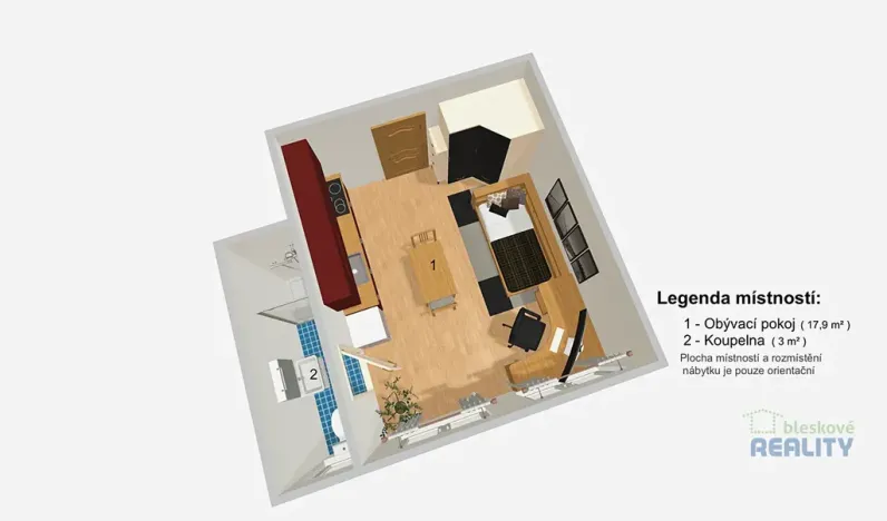 Pronájem bytu 1+kk, Praha - Žižkov, Vlkova, 25 m2