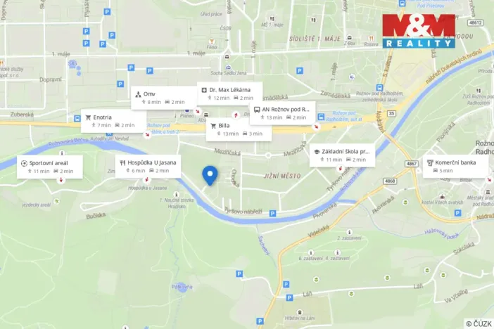 Prodej bytu 3+1, Rožnov pod Radhoštěm, Tyršovo nábřeží, 73 m2