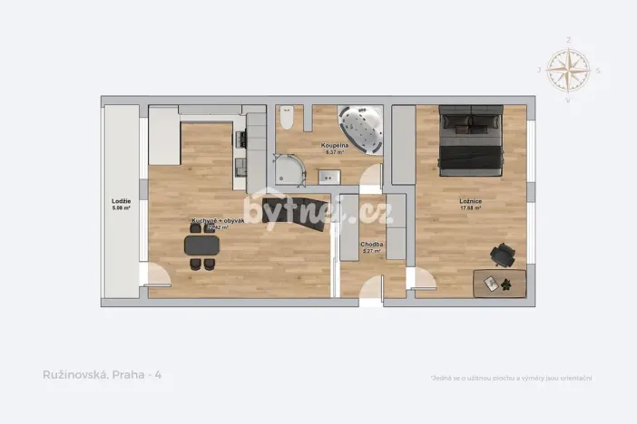 Pronájem bytu 2+kk, Praha - Krč, Ružinovská, 66 m2