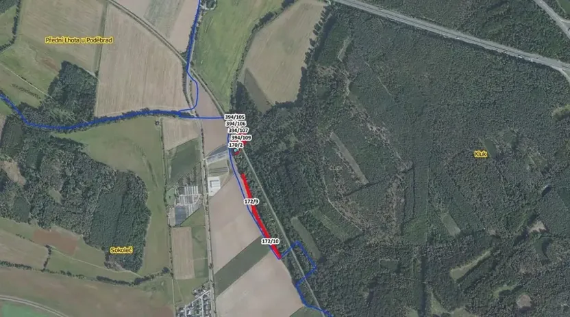 Prodej lesa, Poděbrady, 5736 m2