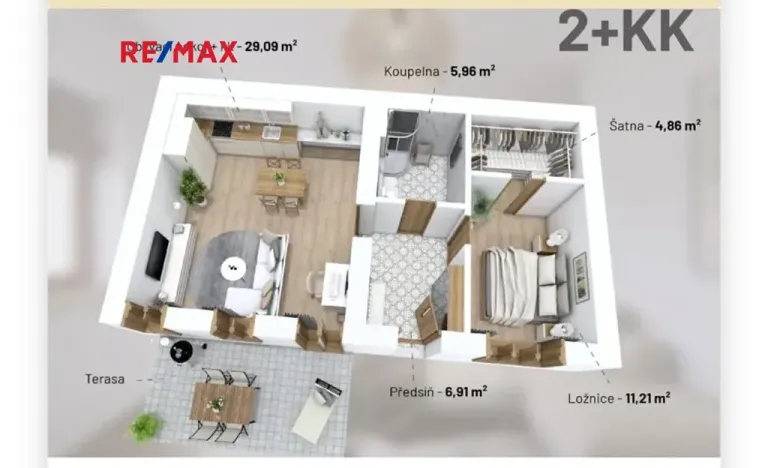 Pronájem bytu 2+kk, Třeština, 56 m2