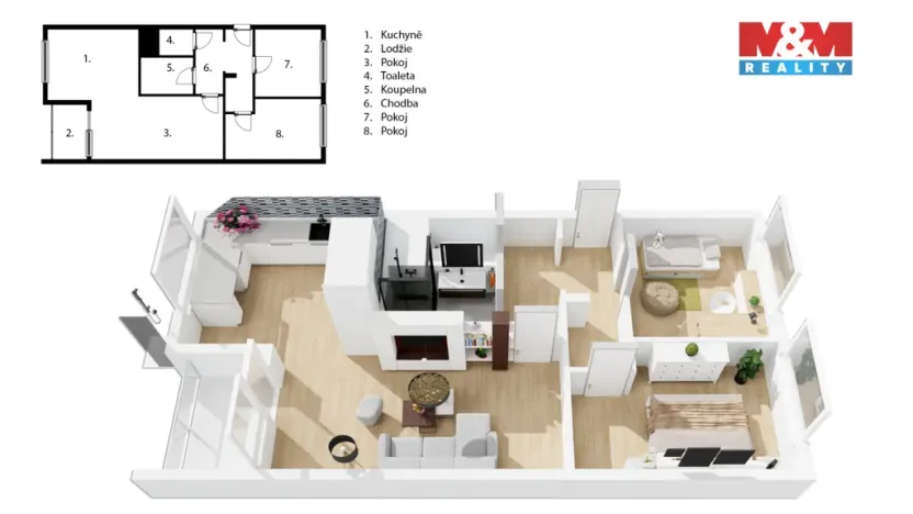 Prodej bytu 3+1, Praha - Kobylisy, Šiškova, 64 m2