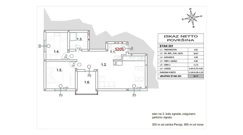 Prodej bytu 3+kk, Peroj, Chorvatsko, 64 m2