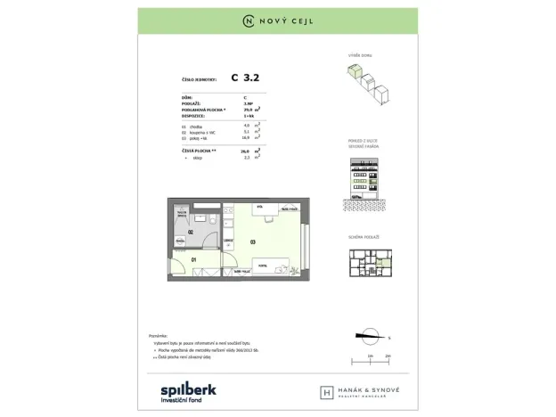 Pronájem bytu 1+kk, Brno, Cejl, 29 m2