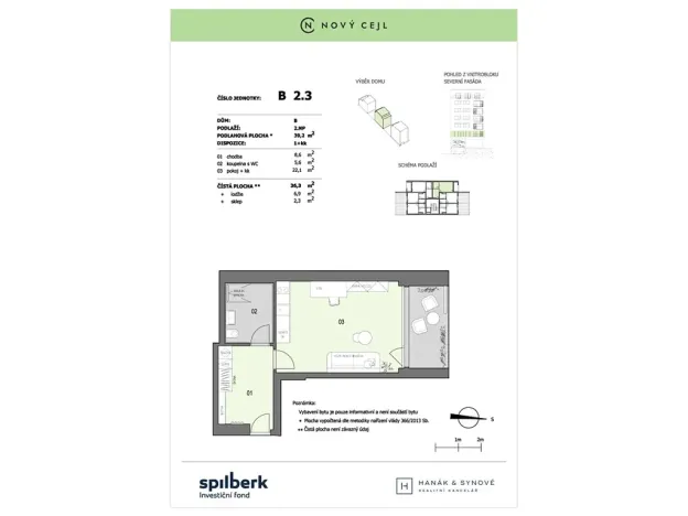 Pronájem bytu 1+kk, Brno, Cejl, 36 m2