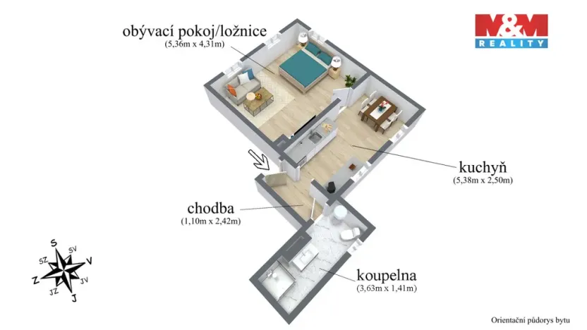 Prodej bytu 1+1, Benešov nad Ploučnicí, Palackého, 40 m2