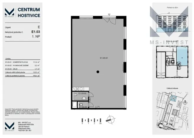Prodej obchodního prostoru, Hostivice, Čsl. armády, 119 m2