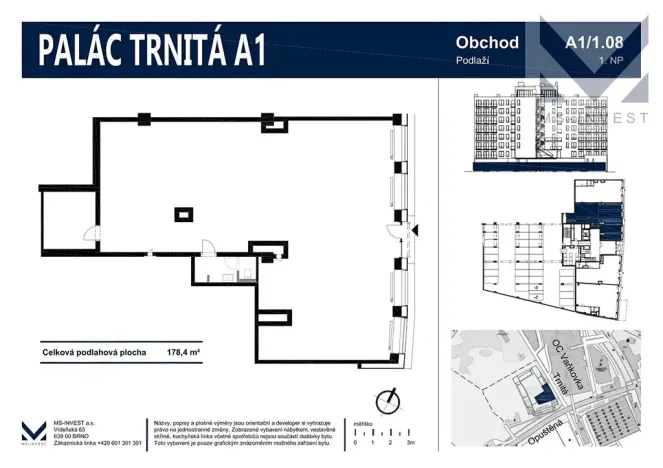 Prodej obchodního prostoru, Brno, Trnitá, 178 m2