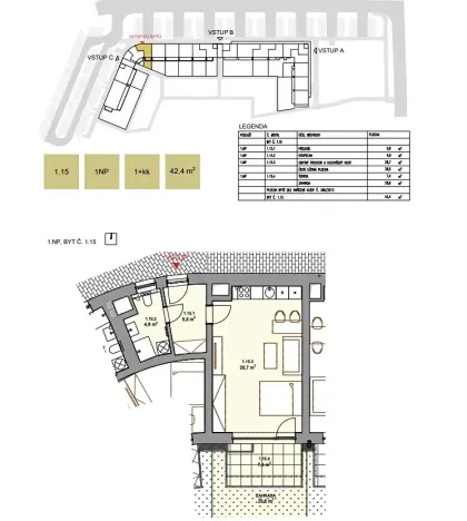 Prodej bytu 1+kk, Brno, Řepova, 42 m2