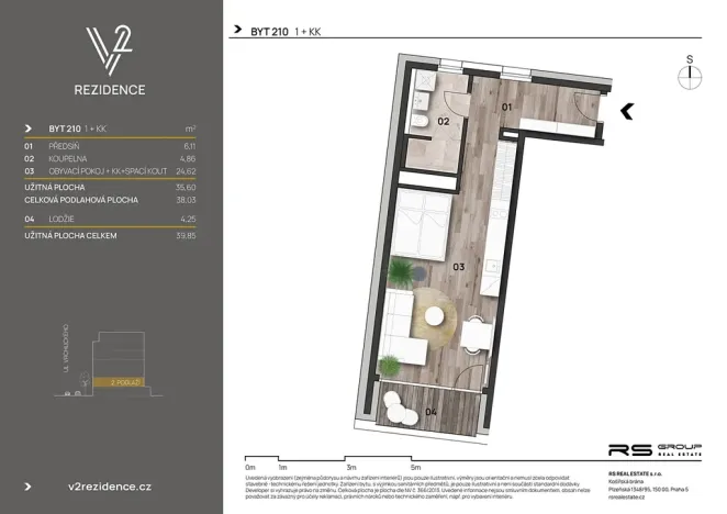 Prodej bytu 1+kk, Praha - Košíře, Hlaváčkova, 40 m2