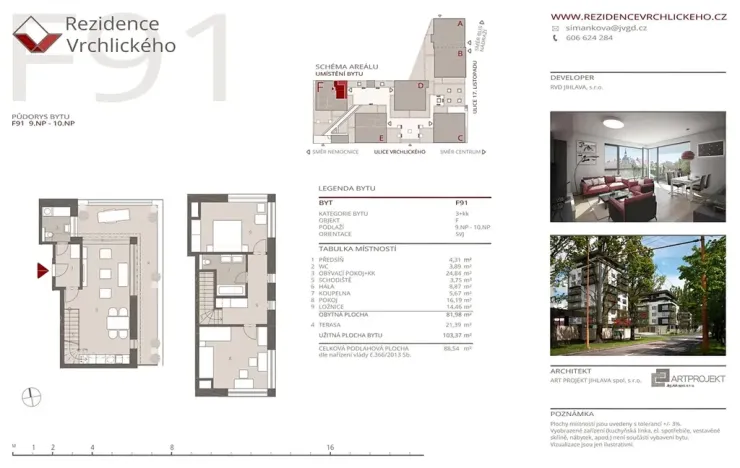 Pronájem bytu 3+kk, Jihlava, Vrchlického, 103 m2