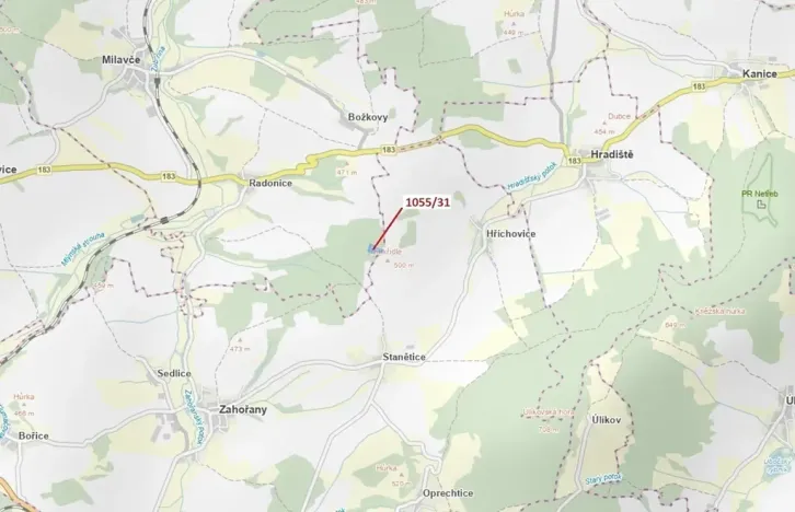 Dražba lesa, Milavče, 9168 m2