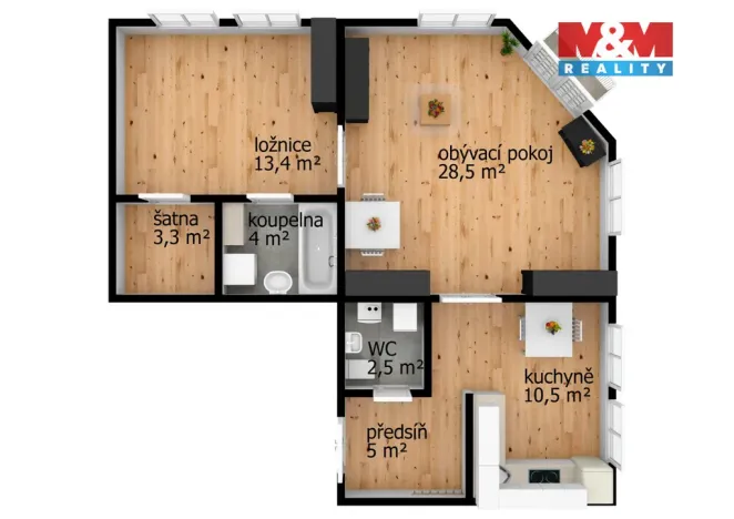 Pronájem bytu 2+1, Praha - Žižkov, Roháčova, 67 m2