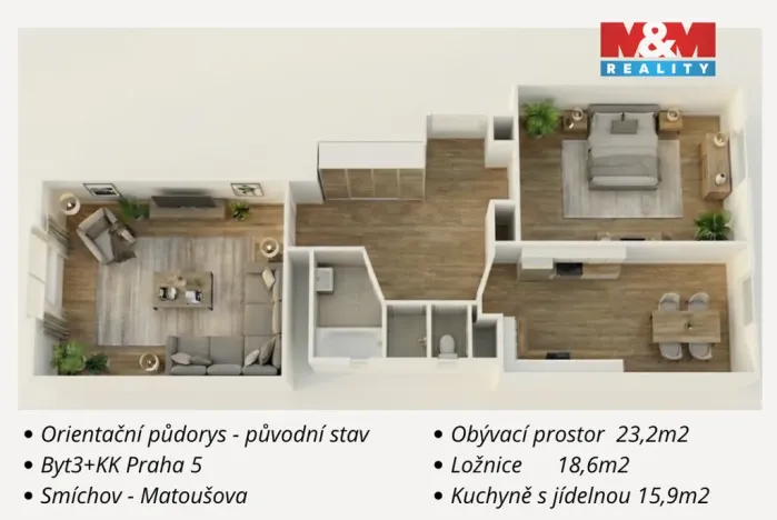 Prodej bytu 3+kk, Praha - Smíchov, Matoušova, 76 m2