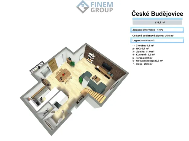 Prodej bytu 3+kk, České Budějovice, 135 m2