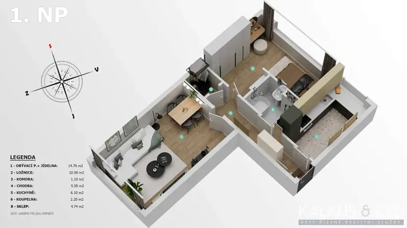 Prodej bytu 2+kk, Hradec Králové, Gagarinova, 41 m2