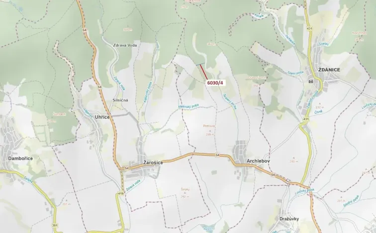 Dražba lesa, Archlebov, 2108 m2