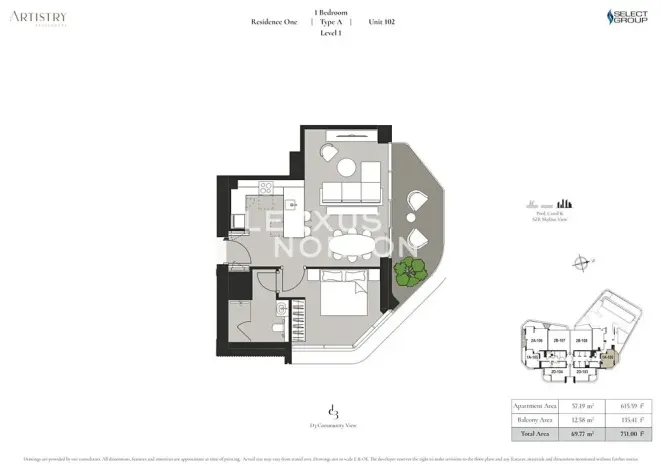 Prodej bytu 1+kk, Dubaj, Spojené arabské emiráty, 57 m2