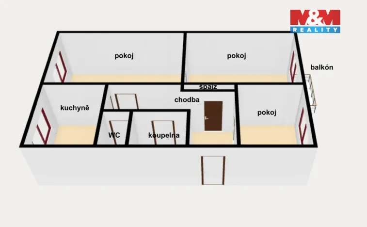 Prodej bytu 3+1, Ústí nad Orlicí, V Lukách, 62 m2