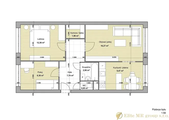 Pronájem bytu 3+1, Nymburk, Jurije Gagarina, 62 m2