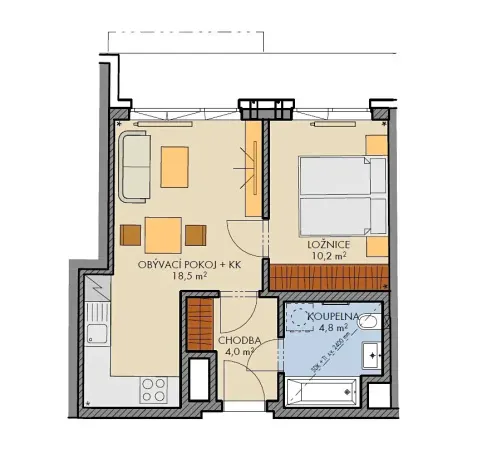 Prodej bytu 2+kk, Praha - Chodov, Bartůňkova, 39 m2