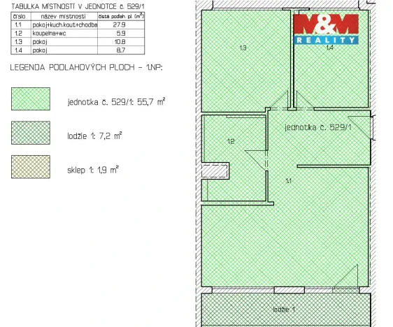 Prodej bytu 3+kk, Praha - Prosek, Veltruská, 54 m2