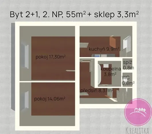 Prodej bytu 2+1, Olomouc, Ladova, 58 m2