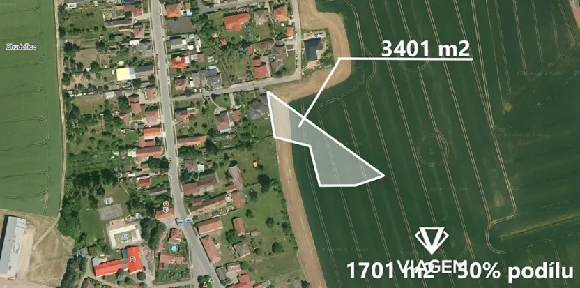 Prodej podílu pole, Chudeřice, 1700 m2